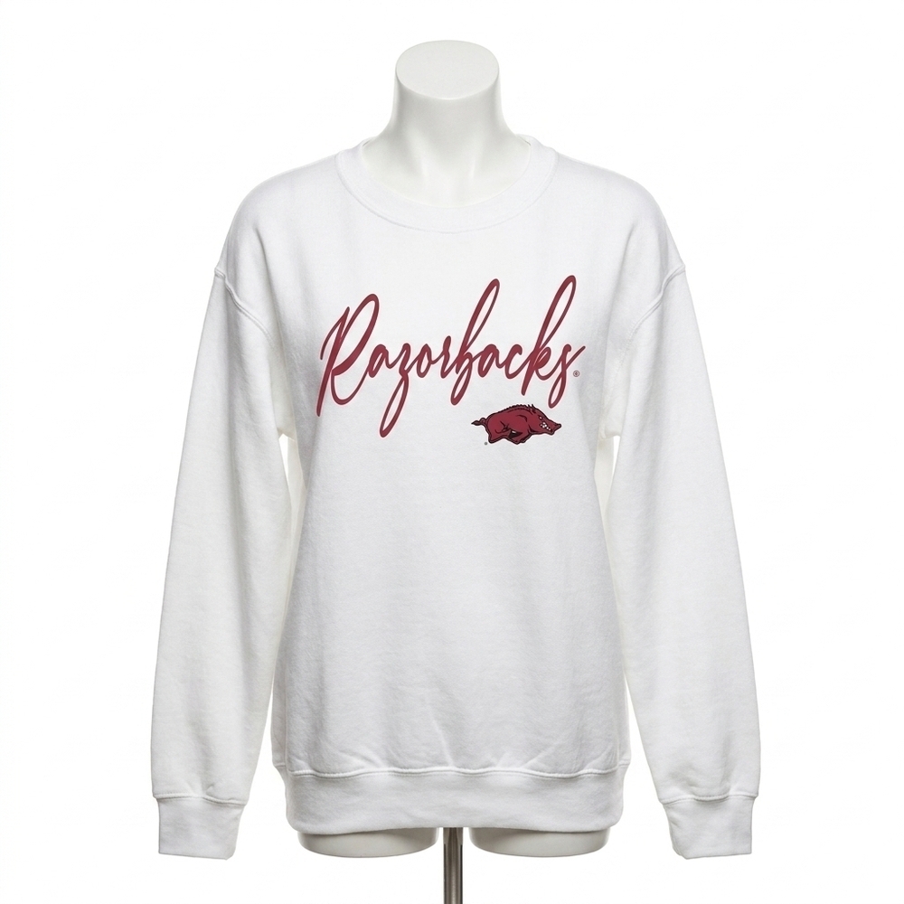NEW GAMEDAY COUTURE university of arkansas long sleeve sweatshirt in white